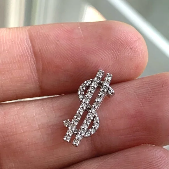 10k White Gold $ Sign Charm